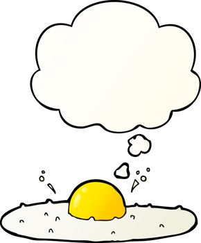 cartoon fried egg with thought bubble in smooth gradient style png