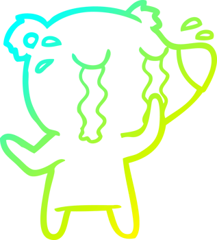 cold gradient line drawing of a cartoon crying polar bear png