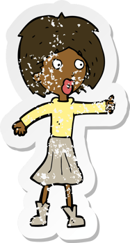 retro distressed sticker of a cartoon woman png