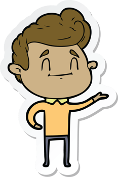 sticker of a happy cartoon man png