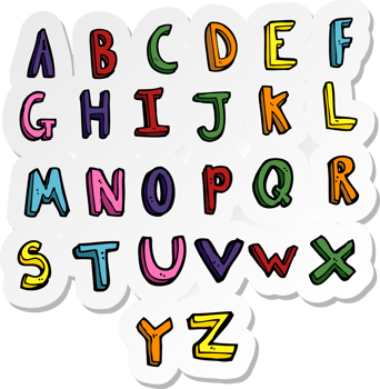 sticker of a cartoon alphabet png