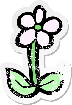 retro distressed sticker of a cartoon flower png