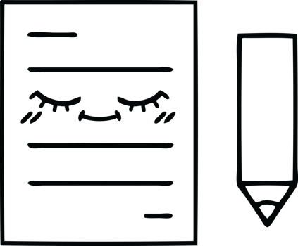 line drawing cartoon of a test paper png