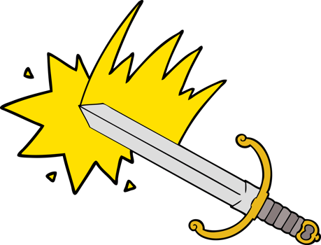 swinging cartoon sword png