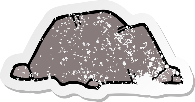 distressed sticker of a cartoon rock png