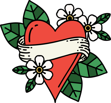 tattoo in traditional style of a heart and banner png