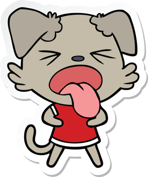 sticker of a cartoon disgusted dog png