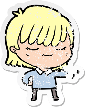distressed sticker of a cartoon woman png