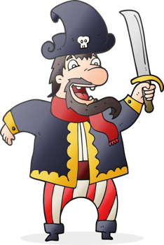 hand drawn cartoon laughing pirate captain png