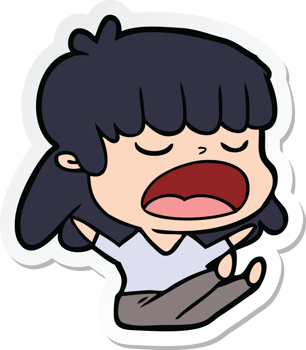 sticker of a cartoon woman talking loudly png