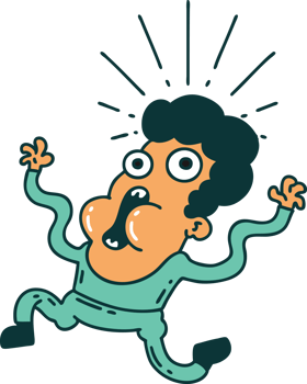 illustration of a traditional tattoo style frightened man png