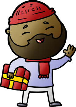 cartoon happy bearded man png