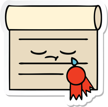 sticker of a cute cartoon certificate png