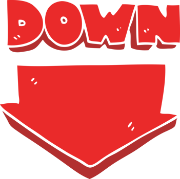 flat color illustration of down arrow symbol png