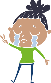 flat color style cartoon crying woman png