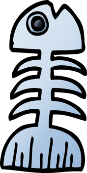cartoon doodle fish bones png