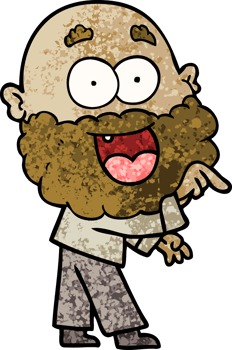 cartoon crazy happy man with beard png