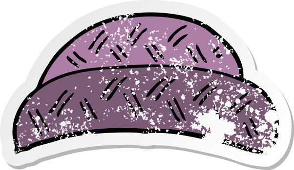 distressed sticker of a cartoon hat png
