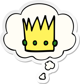 cartoon crown with thought bubble as a printed sticker png