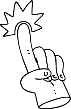 pointing finger line drawing quirky cartoon of a png
