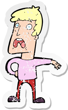 retro distressed sticker of a cartoon complaining man drawing png