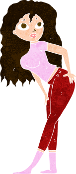 cartoon attractive woman looking surprised png