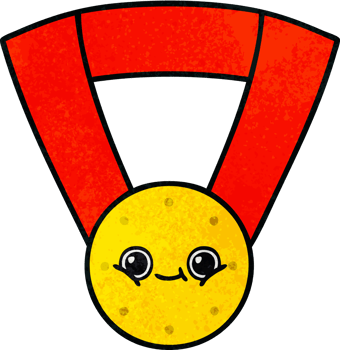 retro grunge texture cartoon of a gold medal png