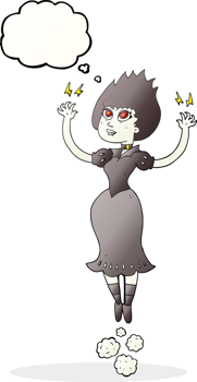 hand drawn thought bubble cartoon vampire girl flying png