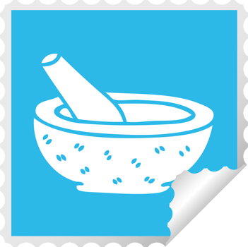 square peeling sticker quirky cartoon pestle and mortar png