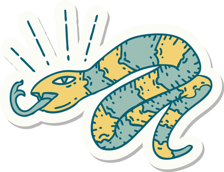 sticker of a tattoo style hissing snake png