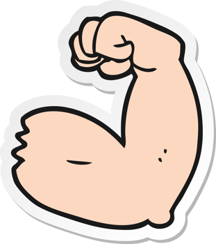 sticker of a cartoon strong arm flexing bicep png