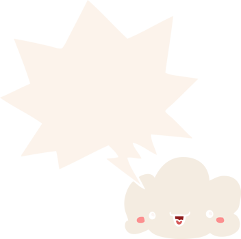 cartoon cloud with speech bubble in retro style png