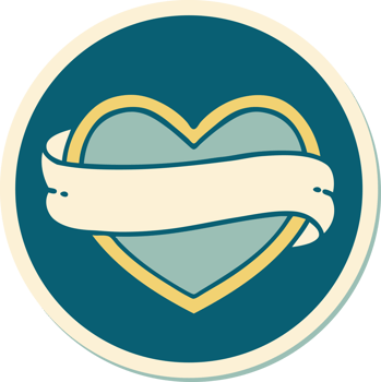 sticker of tattoo in traditional style of a heart and banner png
