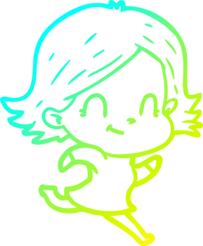 cold gradient line drawing of a cartoon friendly girl png