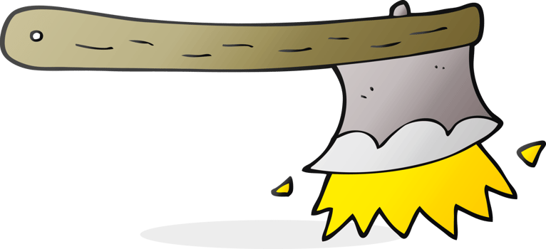 hand drawn cartoon striking axe png