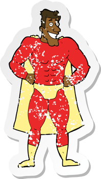 retro distressed sticker of a cartoon superhero png