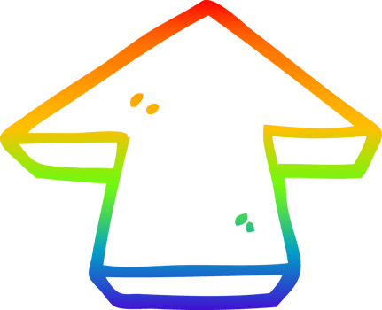 rainbow gradient line drawing of a cartoon arrow symbol png