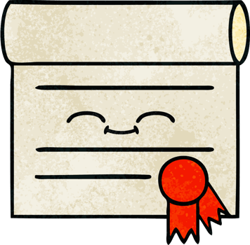 retro grunge texture cartoon of a certificate png