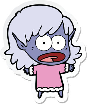 sticker of a cartoon shocked elf girl png