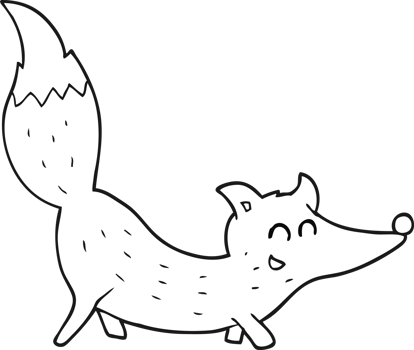 hand drawn black and white cartoon little wolf png