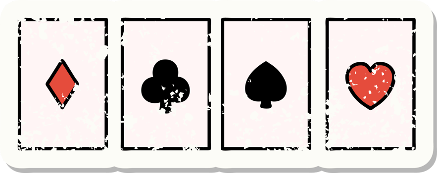 distressed sticker tattoo in traditional style of a set of cards png
