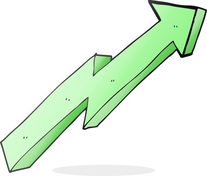 hand drawn cartoon arrow up trend png