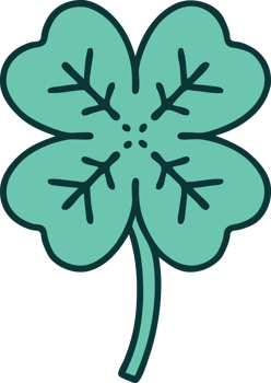 iconic tattoo style image of a 4 leaf clover png
