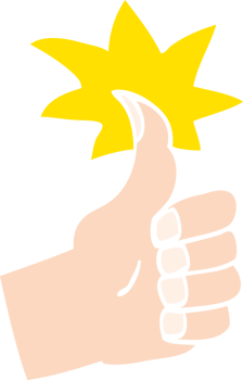 flat color illustration cartoon thumbs up symbol png
