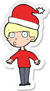 sticker of a cartoon man ready for christmas png
