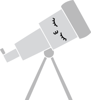 flat color retro cartoon of a telescope png
