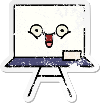 distressed sticker of a cute cartoon white board png