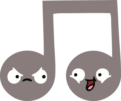 flat color retro cartoon of a musical note png
