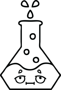 line drawing cartoon of a science beaker png