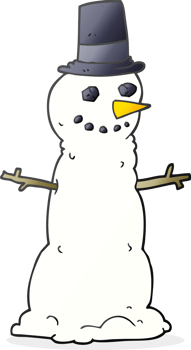 hand drawn cartoon snowman in top hat png